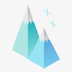 两座两座手绘的简化雪山矢量图图标高清图片