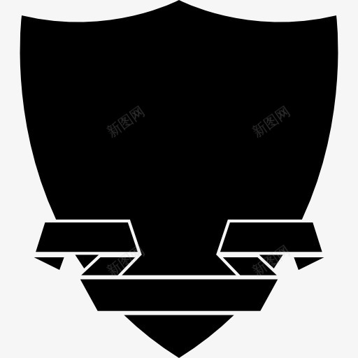 盾与带黑图标png_新图网 https://ixintu.com 丝带 形状的盾牌 盾牌形状 黑色