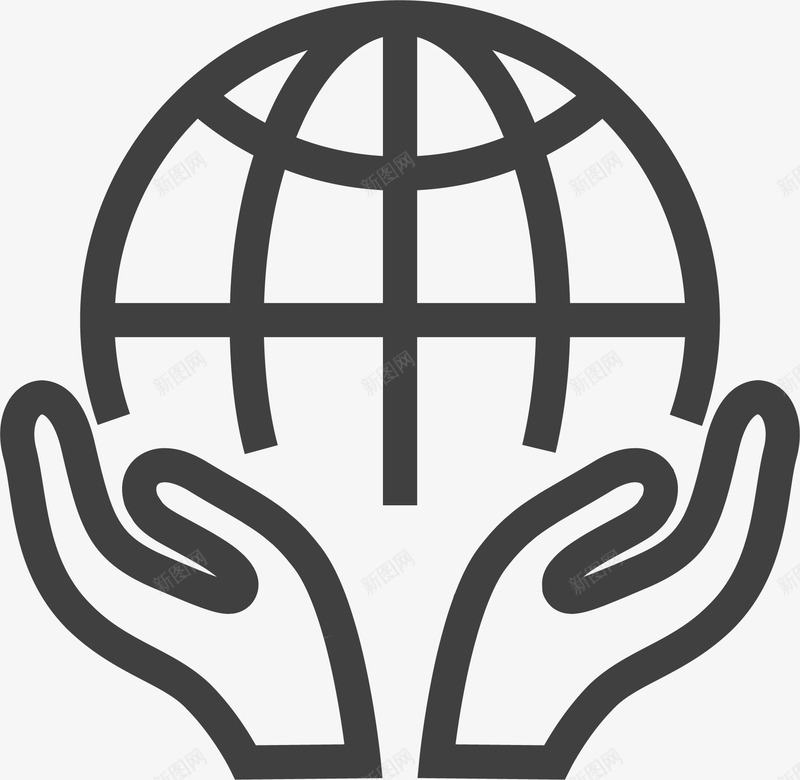 黑色卡通保护地球矢量图图标ai_新图网 https://ixintu.com 世界环境日 卡通手绘 图标PNG 手捧地球 插画风 矢量图