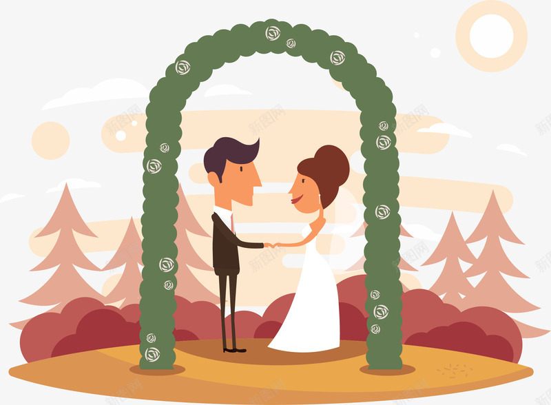 两个结婚的恋人png免抠素材_新图网 https://ixintu.com 卡通 喜庆 婚姻 幸福 手绘 结婚