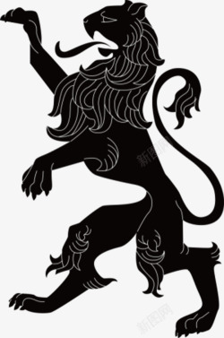 黑白单色狮子手绘素材