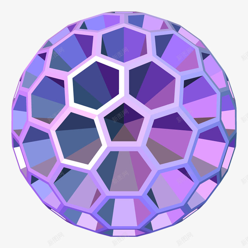 紫色立体几何球形png免抠素材_新图网 https://ixintu.com 3D 3D设计 中国 中国风 几何 彩球 格子 球 球形 空格 窗花 立体 紫色