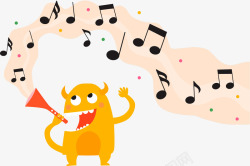 音符开心小怪物矢量图高清图片