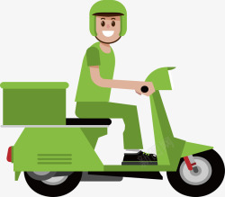 绿色摩托车快递员素材