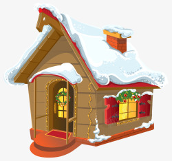 圣诞节卡通雪屋装饰广告素材