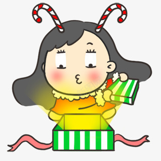 圣诞礼盒小女孩打开礼盒萌可爱png免抠素材_新图网 https://ixintu.com 可爱 圣诞 小女孩 打开 礼盒