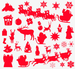 圣诞矢量素材圣诞节红色剪影高清图片