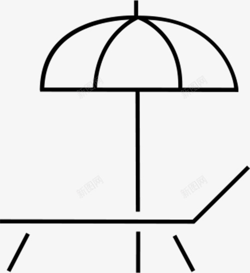 简笔画休闲区图标png_新图网 https://ixintu.com png图形 休闲区 太阳伞 装饰 躺椅