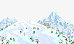 滑雪道雪景装饰图案高清图片