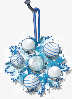 发光的小球蓝色雪花节日装饰挂饰高清图片