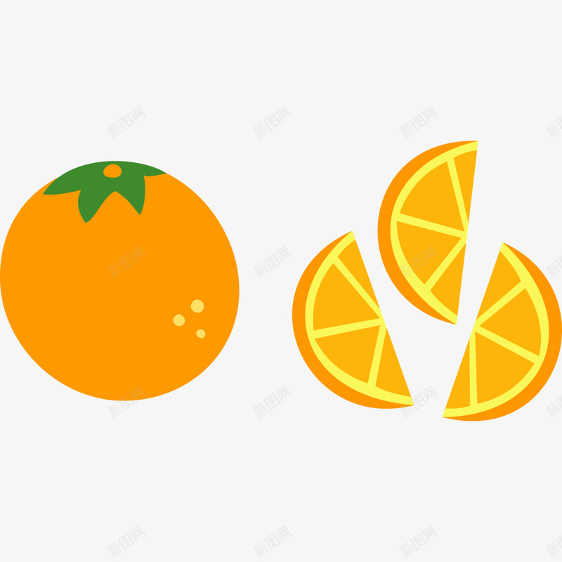 看香橙和橙子瓣png免抠素材_新图网 https://ixintu.com 卡通 插画 果汁 橘子 橘子瓣 橙子 橙子瓣 水果 香橙 香橙卡通