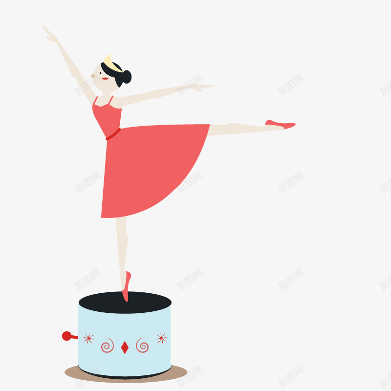 红色跳舞小人八音盒png免抠素材_新图网 https://ixintu.com 八音盒 木质八音盒 玩具 跳舞姿势 音乐盒