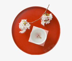 樱花红色盘子素材