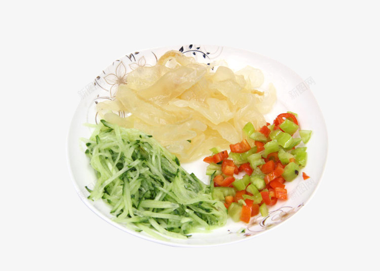 拌海蜇菜食材png免抠素材_新图网 https://ixintu.com 小辣椒碎 海蜇凉菜海报 海蜇头 黄瓜丝