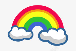 太阳彩虹和云朵卡通彩虹高清图片