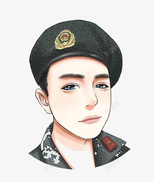卡通男生png免抠素材_新图网 https://ixintu.com 军装 卡通 大眼睛 帽子 手绘 水彩 男生 装饰