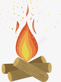 一个小火堆一个木制火堆矢量图高清图片