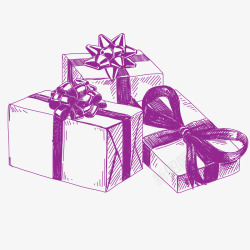 素描丝带手绘紫色丝带礼盒素描高清图片