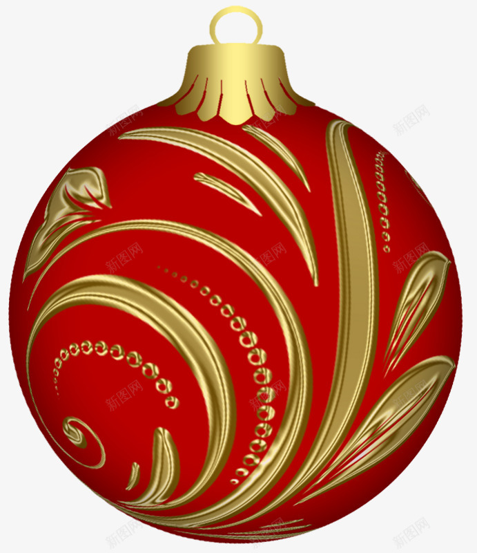 圣诞节红色金色装饰彩球png免抠素材_新图网 https://ixintu.com 圆形 圣诞节 彩球 红色 金色