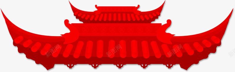 红色古风建筑png免抠素材_新图网 https://ixintu.com 中国风 历史感 古代 古风 建筑 房顶 红色 节日