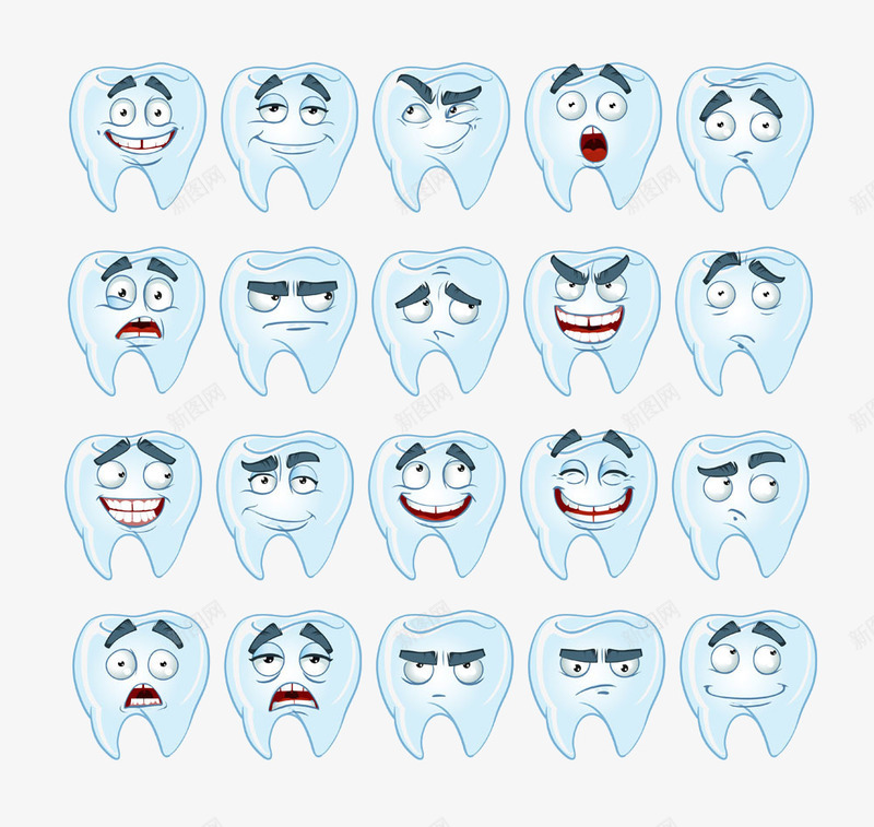 卡通牙齿表情png免抠素材_新图网 https://ixintu.com 保护牙齿 健康牙齿 洁白牙齿