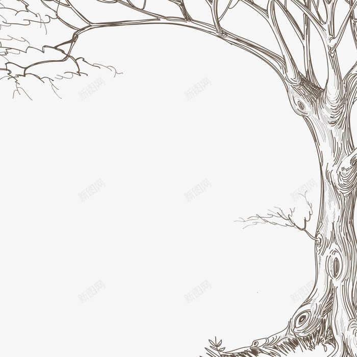手绘老树png免抠素材_新图网 https://ixintu.com 一棵 卡通 手绘 树干 树木 树杈 简图 简笔 素描