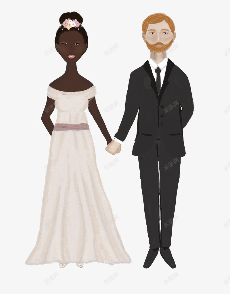 结婚的外国人png免抠素材_新图网 https://ixintu.com png图形 png装饰 卡通 外国人 婚礼 结婚 装饰