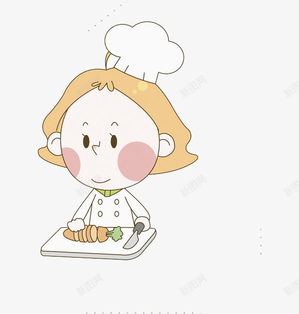 做饭的女孩png免抠素材_新图网 https://ixintu.com 做饭 刀 卡通 厨师 女孩 帽子 手绘 水彩 食物