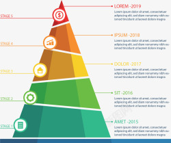 递进图表彩色分层三角图表矢量图高清图片