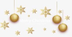 金色圣诞球雪花挂饰矢量图素材