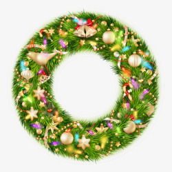 圣诞节绿色松叶圆环素材