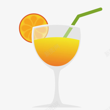 黄色橙汁高脚杯标图标图标