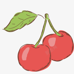红色手绘的樱桃效果图素材