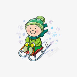 雪地运动卡通小孩滑雪高清图片