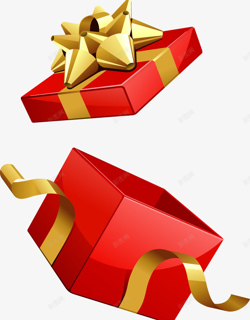 红色礼物盒png免抠素材_新图网 https://ixintu.com 圣诞礼物 开着的 生日礼物 礼物盒矢量图 礼盒 空的 空礼盒 红色礼盒 纸盒子 金色缎带 高档包装盒