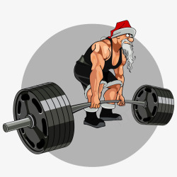 可爱卡通举重男子健身的圣诞老人高清图片
