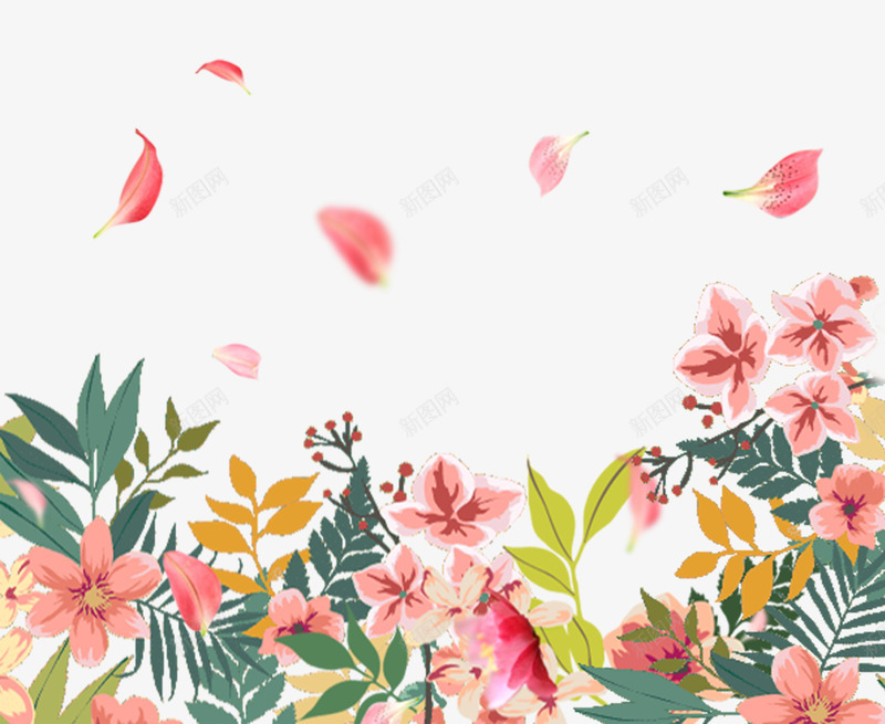 清新的粉色鲜花和花瓣图png免抠素材_新图网 https://ixintu.com 一堆花瓣 免抠 免抠图 清新 粉色 花 花朵 花瓣 鲜花