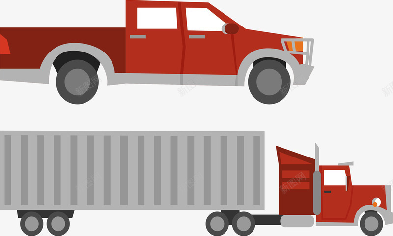 银色货柜车png免抠素材_新图网 https://ixintu.com 卡车 矢量素材 红色小货车 货柜车 运输车