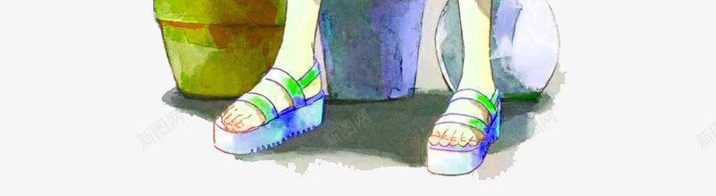 手绘女孩png免抠素材_新图网 https://ixintu.com 女孩 手绘画 盆栽 矢量装饰 装饰
