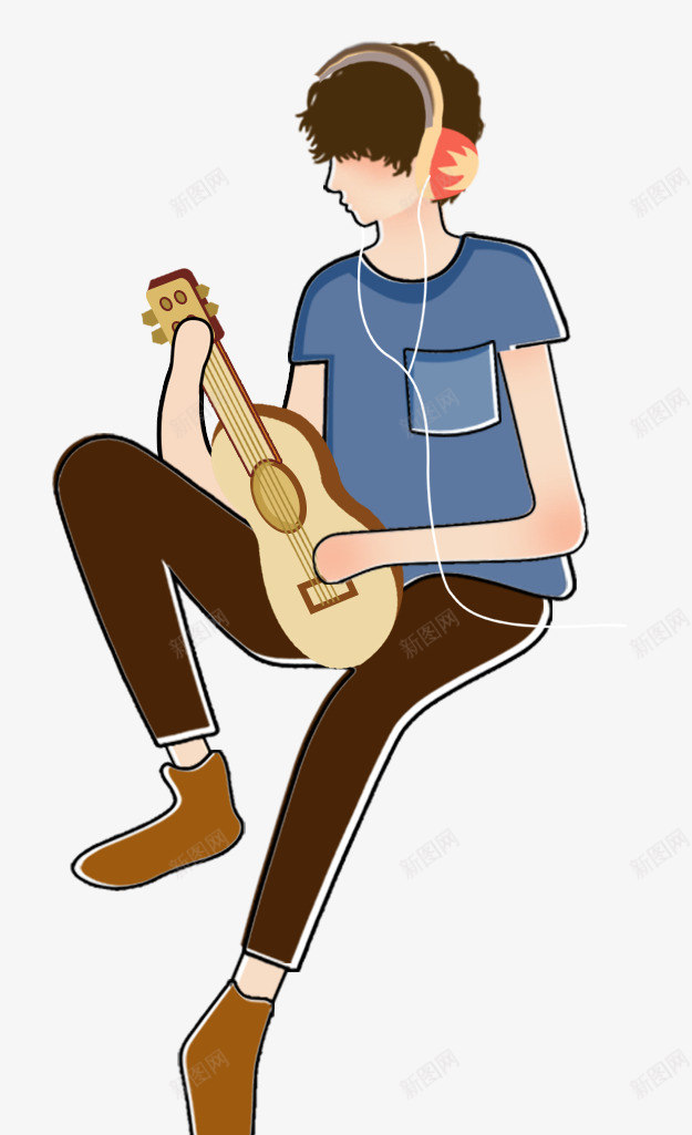 手绘弹吉他的人物插画psd免抠素材_新图网 https://ixintu.com 人物插画 卡通手绘 吉他 弹吉他 手绘人物 音乐