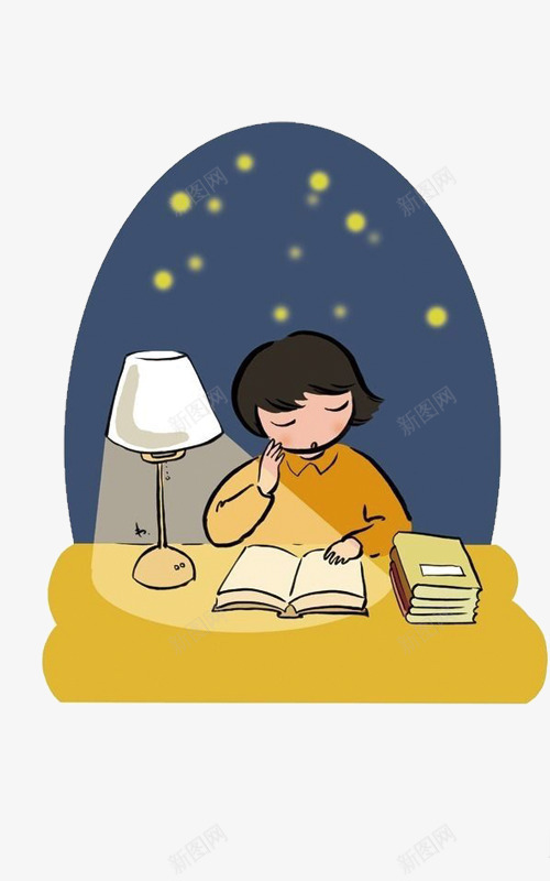 深夜看书的女孩png免抠素材_新图网 https://ixintu.com PNG免费素材 认真看书的女孩 读书的人 读书的女孩 黄色衣服的女孩