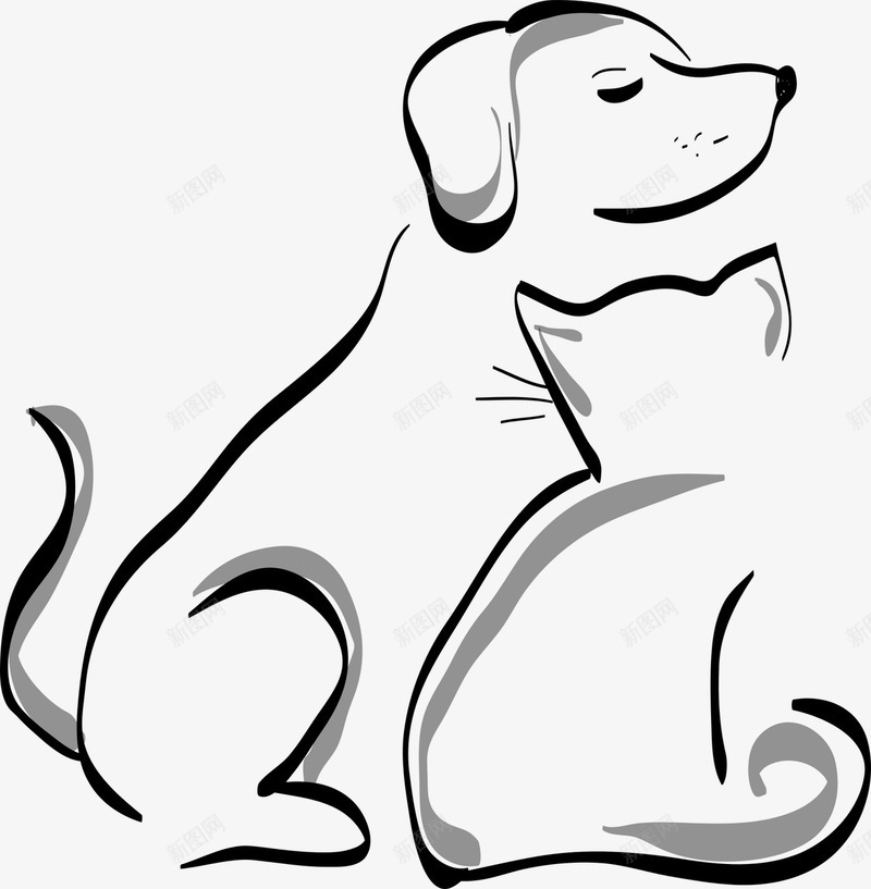 线描卡通小狗图标png_新图网 https://ixintu.com 动物 卡通狗 宠物图标 狗图标 狗妈妈狗宝宝 线描狗 蹲着的狗