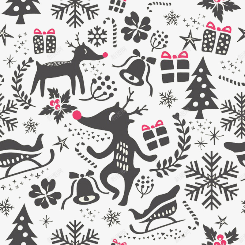 圣诞节大涂鸦png免抠素材_新图网 https://ixintu.com 卡通 圣诞树 圣诞节 手绘 插画 有趣 礼物 童趣 雪 鹿