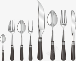 简洁勺子各种尺寸的刀叉高清图片