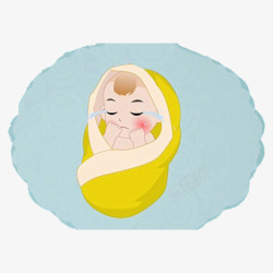 哭宝宝卡通襁褓中哭闹的婴儿高清图片