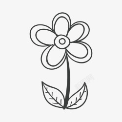 玫瑰花带枝手绘卡通手绘简约花朵高清图片