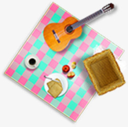 露营垫子吉他早餐素材