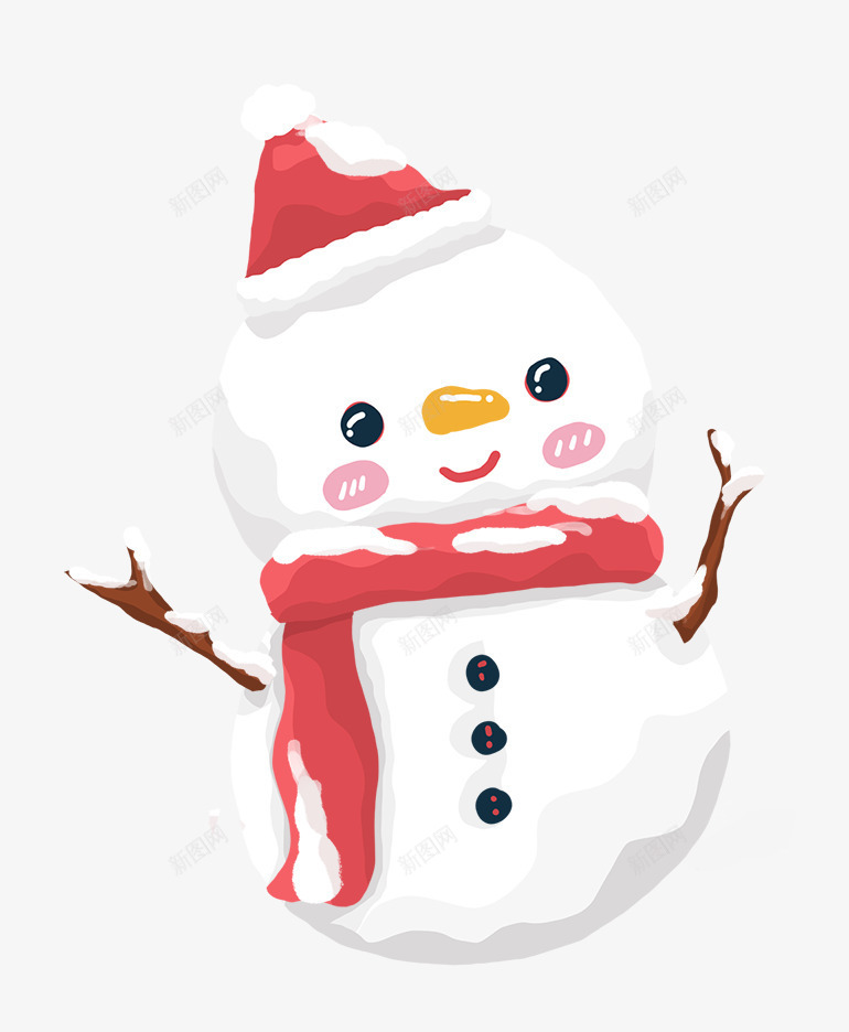 手绘卡通白色小雪人png免抠素材_新图网 https://ixintu.com 卡通 圣诞节 小清新 小雪人 戴帽子的小雪人 手绘 插画 白色 装饰图案