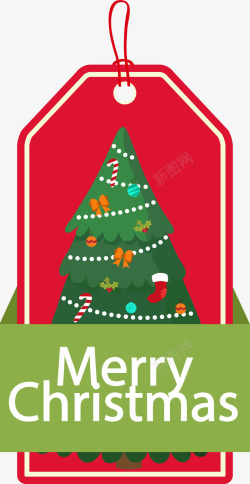 圣诞树吊牌红色冬日圣诞树吊牌高清图片