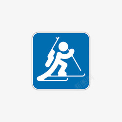 方形小人滑雪的人图标高清图片